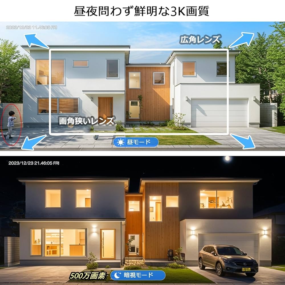 Amazon.co.jp: 【500万高画素夜間カラー・金属製】YESKAMOO 防犯